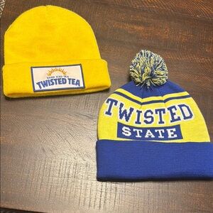 Twisted Tea Yellow and Blue Beanie Set